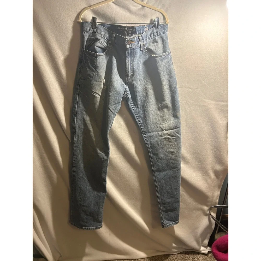 Ariat Rebar M5 Mens Straight Leg Jeans Blue Denim 33x36 Medium Wash Distressed